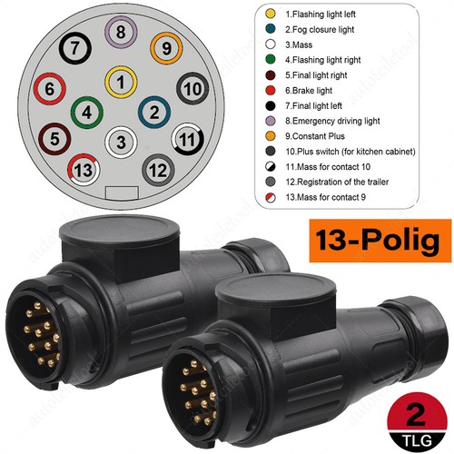 Polig anhänger stecker - 2x, 13-polig